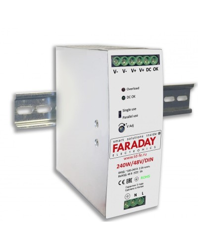 240W/48V/DIN. Блок питания. FARADAY в Мытищах
