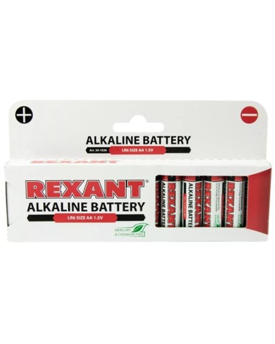 Алкалиновая батарейка AA/LR6 1,5 V 12 шт. REXANT (30-1026). Элемент питания. Rexant в Мытищах