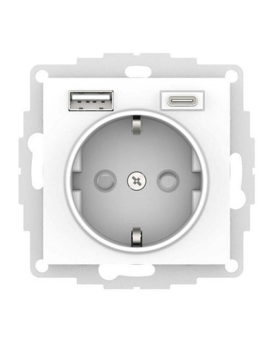 AtlasDesign розетка 1-местная с 2 USB A+C, скрытой установки, механизм, белый (ATN000132). Розетка с USB. Systeme Electric в Мытищах