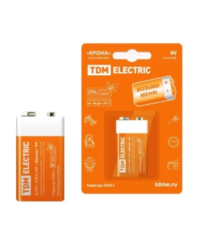 6LR61 Крона 9V BP-1 TDM (SQ1702-0013). Элемент питания. TDM ЕLECTRIC в Мытищах