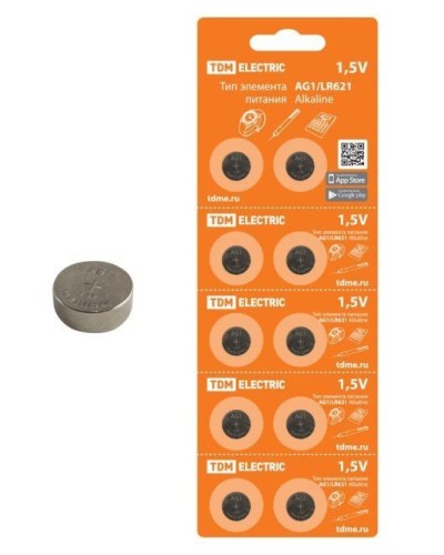 AG1/LR621 Alkaline 1,5V BP-10 TDM (SQ1702-0045). Элемент питания. TDM ЕLECTRIC в Мытищах